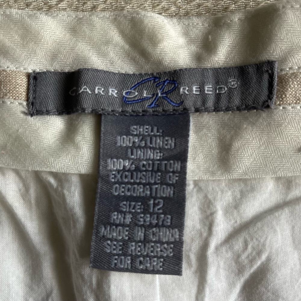 White Linen Pastel Embroidered Wide-Leg Cropped Pants Feminine Work Sz 12 - Picture 3 of 7